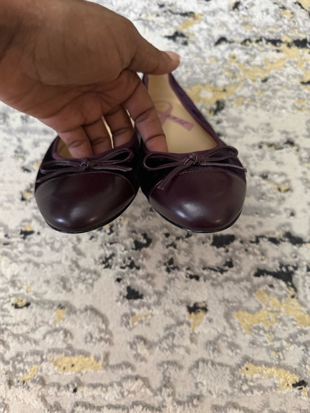 Marc Fisher Velvet Ballet Flats in Deep Plum - Picture 3 of 5